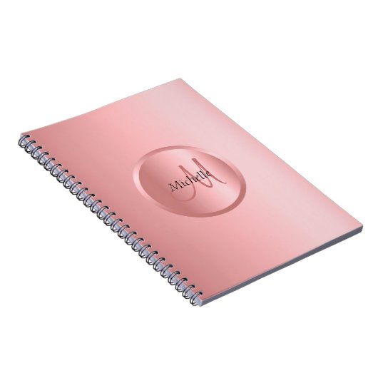 Custom Rose Gold Elegante Monogram Modern Notizblock (Rechte Seite)