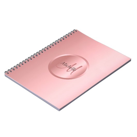 Custom Rose Gold Elegante Monogram Modern Notizblock (Linke Seite)