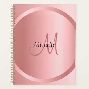 Custom Rose Gold Elegante Monogram Modern Planer