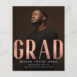 Custom Rose Gold Foil Nick Name GRAD Foto Card