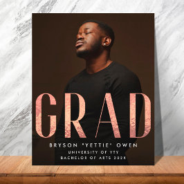 Custom Rose Gold Foil Nick Name GRAD Foto Card