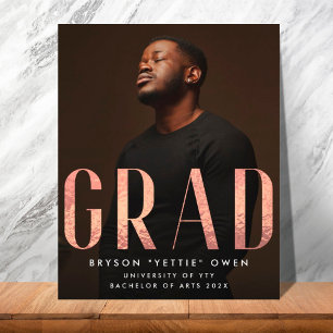 Custom Rose Gold Foil Nick Name GRAD Foto Card