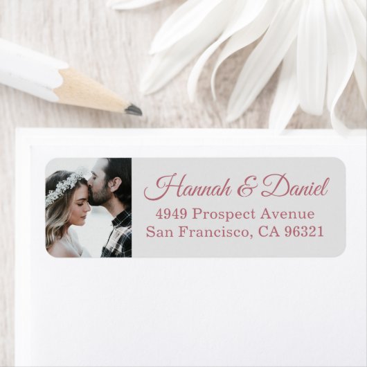 Custom Rose Gold Foto Wedding Rücksendeadresse (Insitu)