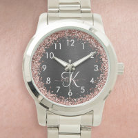Custom Rose Gold Glitzer Black Sparkone Monogram