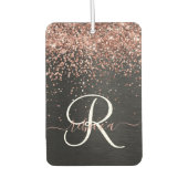 Custom Rose Gold Glitzer Black Sparkone Monogram Autolufterfrischer (Vorderseite)