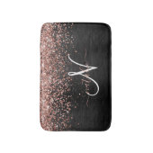 Custom Rose Gold Glitzer Black Sparkone Monogram Badematte (Vorderseite Vertikal)