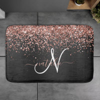 Custom Rose Gold Glitzer Black Sparkone Monogram