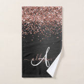 Custom Rose Gold Glitzer Black Sparkone Monogram Badhandtuch Set (Handtuch)