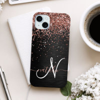 Custom Rose Gold Glitzer Black Sparkone Monogram