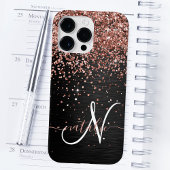 Custom Rose Gold Glitzer Black Sparkone Monogram Case-Mate iPhone Hülle