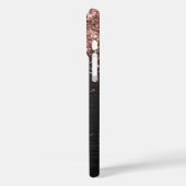 Custom Rose Gold Glitzer Black Sparkone Monogram Case-Mate iPhone Hülle (Rückseite / Links)