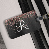 Custom Rose Gold Glitzer Black Sparkone Monogram Gepäckanhänger