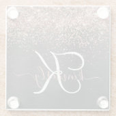 Custom Rose Gold Glitzer Black Sparkone Monogram Glasuntersetzer (Rückseite)
