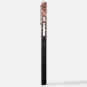 Custom Rose Gold Glitzer Black Sparkone Monogram iPhone Hülle (Linke Seite)