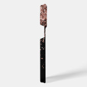 Custom Rose Gold Glitzer Black Sparkone Monogram iPhone Hülle (Rechte Seite)