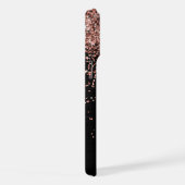 Custom Rose Gold Glitzer Black Sparkone Monogram iPhone Hülle (Rechte Seite)