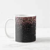 Custom Rose Gold Glitzer Black Sparkone Monogram Kaffeetasse (Links)