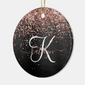 Custom Rose Gold Glitzer Black Sparkone Monogram Keramik Ornament (Links)