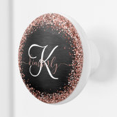 Custom Rose Gold Glitzer Black Sparkone Monogram Keramikknauf