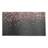 Custom Rose Gold Glitzer Black Sparkone Monogram Kissenbezug (Rückseite)