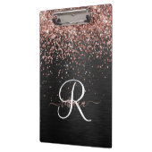 Custom Rose Gold Glitzer Black Sparkone Monogram Klemmbrett (Links)
