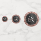 Custom Rose Gold Glitzer Black Sparkone Monogram Konfetti (Rückseiten)