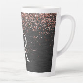 Custom Rose Gold Glitzer Black Sparkone Monogram Milchtasse (Rechts)