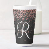 Custom Rose Gold Glitzer Black Sparkone Monogram Milchtasse