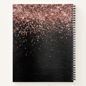 Custom Rose Gold Glitzer Black Sparkone Monogram Notizblock (Rückseite)