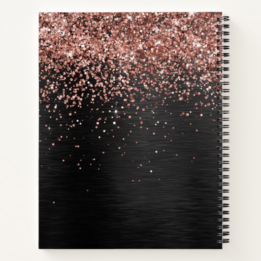 Custom Rose Gold Glitzer Black Sparkone Monogram Notizblock (Rückseite)