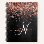 Custom Rose Gold Glitzer Black Sparkone Monogram Notizblock (Vorderseite)