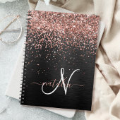 Custom Rose Gold Glitzer Black Sparkone Monogram Notizblock