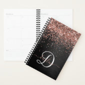 Custom Rose Gold Glitzer Black Sparkone Monogram Planer (Anzeige)