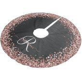 Custom Rose Gold Glitzer Black Sparkone Monogram Polyester Weihnachtsbaumdecke (Schrägansicht)