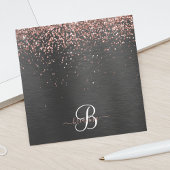 Custom Rose Gold Glitzer Black Sparkone Monogram Post-it Klebezettel