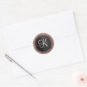 Custom Rose Gold Glitzer Black Sparkone Monogram Runder Aufkleber (Umschlag)