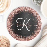 Custom Rose Gold Glitzer Black Sparkone Monogram