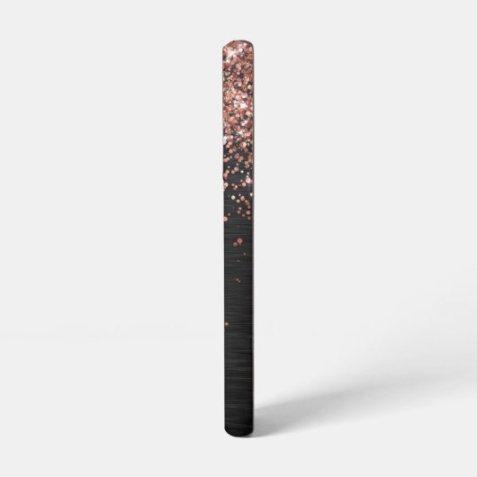 Custom Rose Gold Glitzer Black Sparkone Monogram Samsung Galaxy Hülle (Linke Seite)