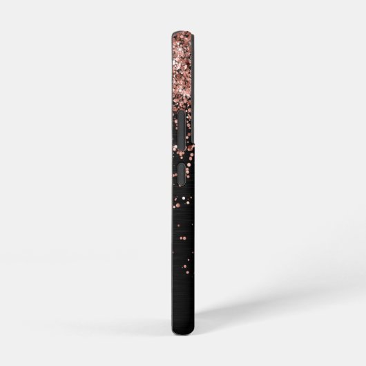 Custom Rose Gold Glitzer Black Sparkone Monogram Samsung Galaxy Hülle (Rechte Seite)