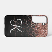 Custom Rose Gold Glitzer Black Sparkone Monogram Samsung Galaxy Hülle (Rückseite (Horizontal))