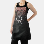 Custom Rose Gold Glitzer Black Sparkone Monogram Schürze (InSitu)