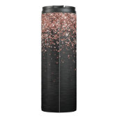 Custom Rose Gold Glitzer Black Sparkone Monogram Thermosbecher (Rückseite)