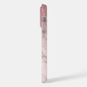 Custom Rose Gold Glitzer Blush Pink Marmormuster M iPhone Hülle (Linke Seite)