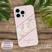 Custom Rose Gold Glitzer Blush Pink Marmormuster M iPhone Hülle