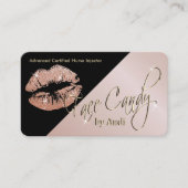 Custom - Rose Gold Glitzer Lippen auf dem schwarze Visitenkarte (Vorderseite)