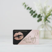 Custom - Rose Gold Glitzer Lippen auf dem schwarze Visitenkarte (Stehend Vorderseite)
