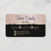 Custom - Rose Gold Glitzer Lippen auf dem schwarze Visitenkarte (Rückseite)