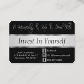 Custom - Rose Gold Glitzer Lips & Silver, Black B Visitenkarte (Rückseite)