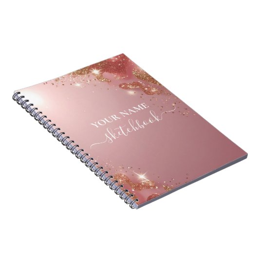 Custom Rose Gold Glitzer Notebook - Elegante Spark Notizblock (Rechte Seite)