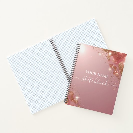 Custom Rose Gold Glitzer Notebook - Elegante Spark Notizblock (Innenseite)